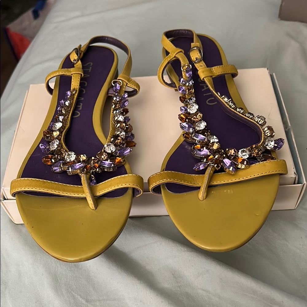 Staccato Yellow and Purple Embellished Sandals